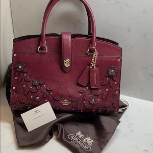 Authentic Coach Mercer Handbag Burgundy Leather